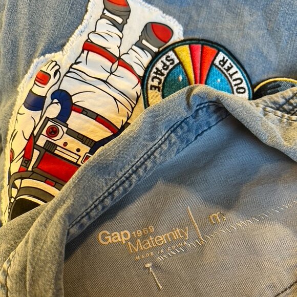 Reworked NASA Chambray Shirt | GAP Sz M | Spacecore Patch Denim Button-Up - Picture 4 of 4